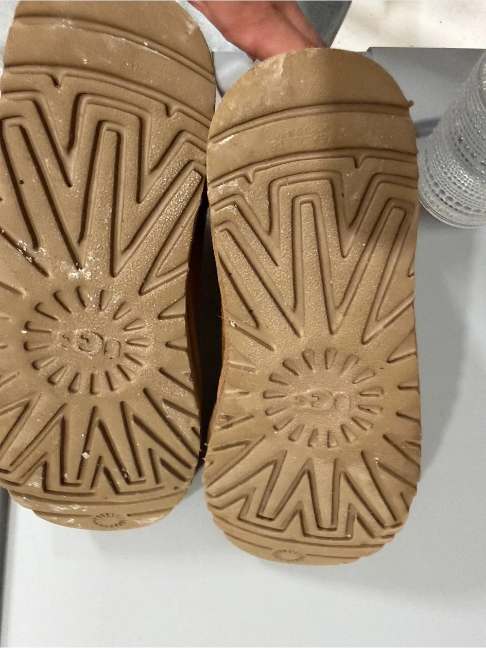 Uggs tan  Suede Shearling-Lined Boots with Button Accent